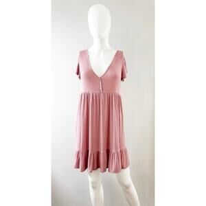 See You Monday Mauve Babydoll Above-The-Knee Dress - Size M